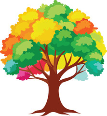 nature tree, season fall and branch plant, vector illustration