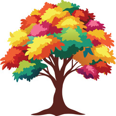 nature tree, season fall and branch plant, vector illustration