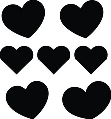Set of black hearts stylized hearts on a white background hearts for valentines day