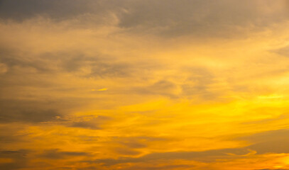 Enjoy a panoramic view of the skyline. The sun rises in the morning sky with colorful clouds. and beautiful cloud patterns In the soft light of the morning	