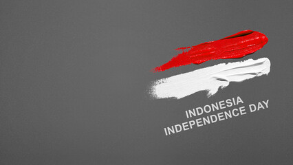 Message of Indonesia Independence Day on 17th August with the red and white colors of the Indonesian national flag. Celebrate Indonesia Independence Day. Concept of Kemerdekaan Indonesia