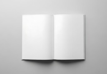 Fototapeta premium Blank open book on a light gray background