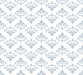 Flower geometric pattern. Seamless vector background. White and gray ornament. Ornament for fabric, wallpaper, packaging. Decorative print