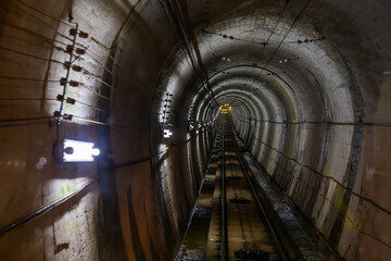 Tram tunnel for tourist travel transportation To Murodo And Kurobe Dam At Tateyama Kurobe Alpine...
