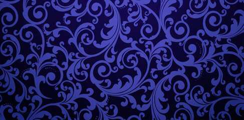 Swirl ornament pattern dark blue color
