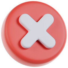 Fototapeta premium 3D Rendered Round Shape Cross Sign with Red Background Icon