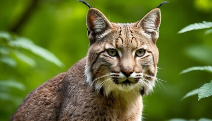 closeup of a bobcat in the forest