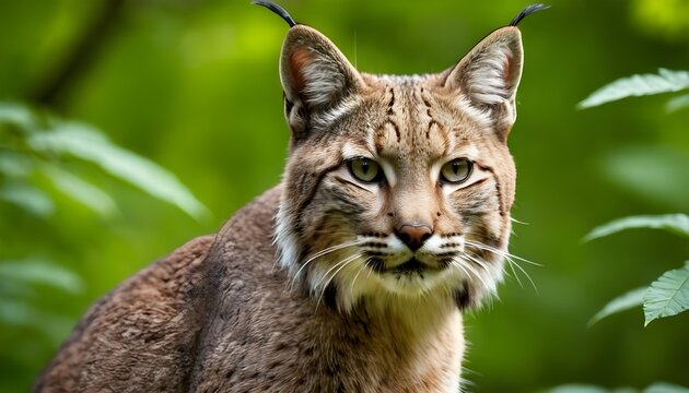 closeup of a bobcat in the forest