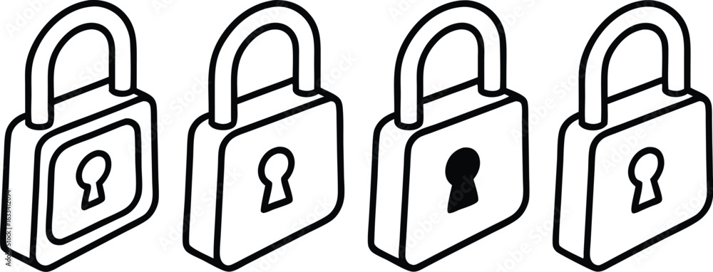 Aufkleber four padlocks in a row security and privacy concept digital locks and data protection symbolic repre