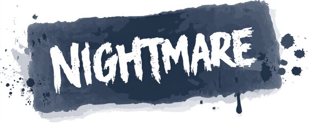 Nightmare text effect style with dark blue paint splatter background and spooky font