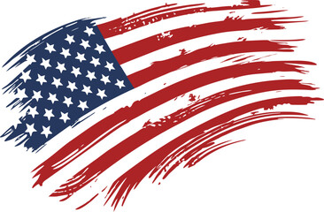 Grunge American Flag Vector Illustration for Independence Day Celebrations and Patriotic Projects with Artistic Brush Strokes