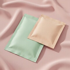 上品なパウチ 二色 背景ピンク