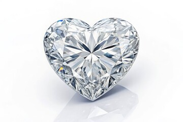Fototapeta premium Sparkling heart shaped diamond isolated on white background