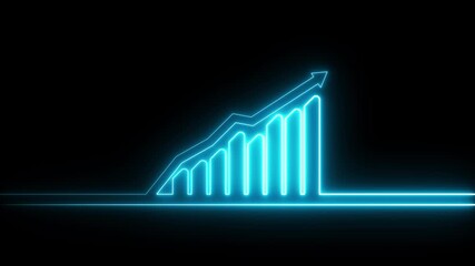 Neon business graph animation on black background. glowing financial chart, data analytics, market growth, digital economy, stock trend, futuristic UI, and finance technology - Powered by Adobe