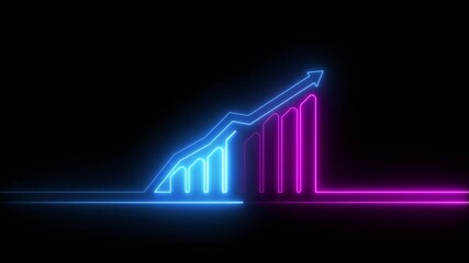 Neon business graph animation on black background. glowing financial chart, data analytics, market growth, digital economy, stock trend, futuristic UI, and finance technology - Powered by Adobe