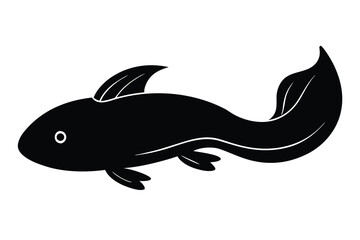 Fototapeta premium Black and White Illustration of a Stylized Fish with Fins and Rounded Body Shape