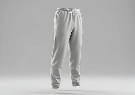 Gray sweatpants isolated on a plain background, clean style.