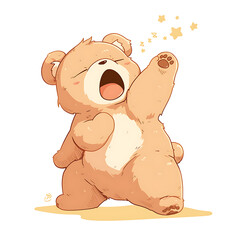 Fototapeta premium A cute cartoon bear illustrated in a playful and charming style. The bear has a soft, friendly expression, rounded shapes, and warm colors, perfect for children’s books, stickers, or T-shirt designs.
