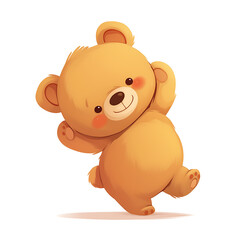 Obraz premium A cute cartoon bear illustrated in a playful and charming style. The bear has a soft, friendly expression, rounded shapes, and warm colors, perfect for children’s books, stickers, or T-shirt designs.