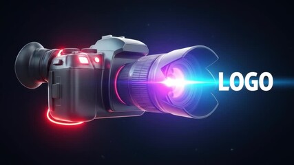 Neon DSLR Camera: Cinematic Logo Reveal, Dynamic Light Effects