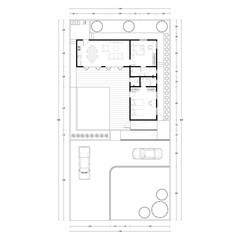 Black and White floor plan of a modern unfurnished house for your design. Suburban house vector blueprint. Architectural background.