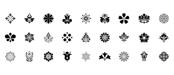 Flower icons set. Isolated elements for design. Vector graphics.