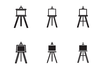Diverse Easel Illustrations in Black and White Perfect for Creative Projects and Design Concepts Presentation