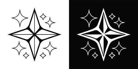 Monochromatic Starburst Design Graphic Illustration Two Toned Star Ornament Symbol Decoration Abstract Pattern