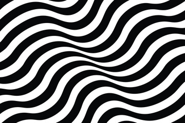 Black and White Wavy Stripes Pattern Background, Abstract Zebra Print Optical Illusion Effect