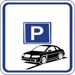 Parking sign illustration with car vector art designating a space for vehicles promoting easy parking availability and convenient parking solutions in designated areas