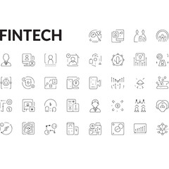 Fintech icons abstract business finance technology concepts