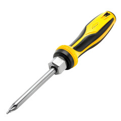 Yellow and Black Screwdriver with Metal Shaft and Ergonomic Grip