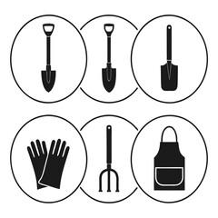 Obraz premium Gardening tools and apparel icons shovel spade