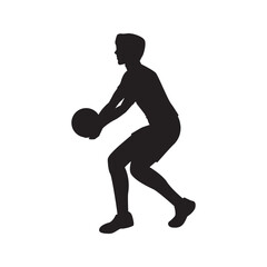 silhouette of a man playing volleyball
