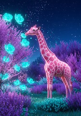 夜空のピンクキリンと光の花
