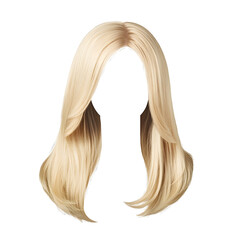 Medium blonde layered hair isolated on transparent background