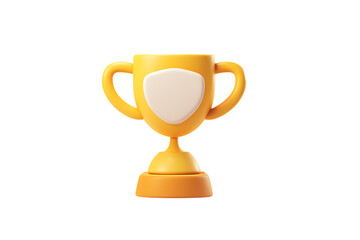 A Delightful 3D Render of a Yellow Achievement Trophy Isolated on transparent background, cutout	