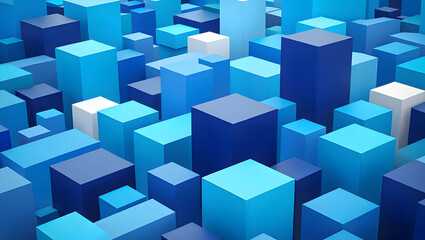 Fototapeta premium Abstract blue cubes forming a geometric pattern with a modern perspective