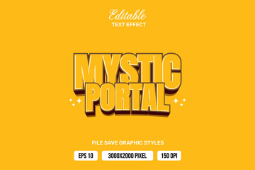 Premium mystic portal text effects can be edited again, suitable poster, template white background.