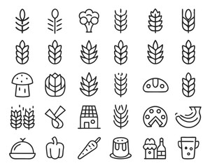 Simple outline drawing of a single wheat ear or grain stalk isolated on transparent background for graphic design projects