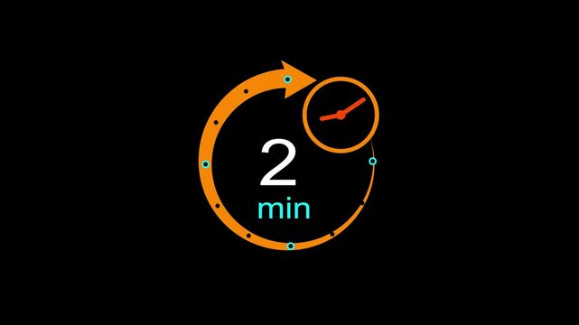 Abstract clock icon animation. arrow Clock 2minute icon Digital and analog clock 2 minutes isolated on white background. and creating a stunning video.4k video	
