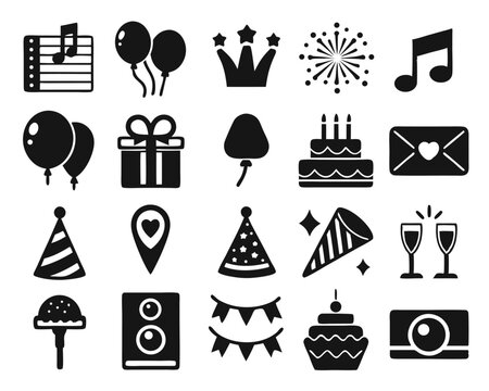 Creative graphic design for party celebration and event planning featuring decorative elements and organizational tools isolated on transparent background