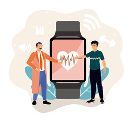 The smartwatch projects a holographic health of the body.