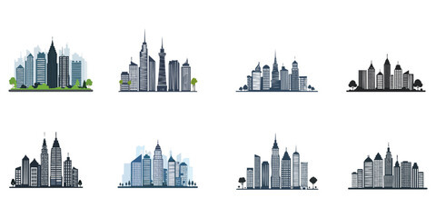 Fototapeta premium Collection of modern cityscape, vector illustration. 