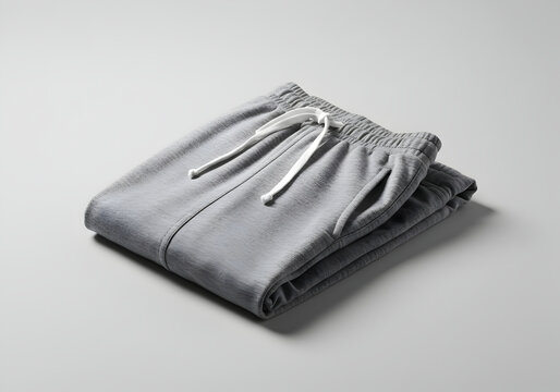 Folded gray sweatpants isolated on a white background