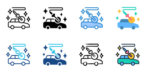Vehicle detailing icon set multiple style collection 