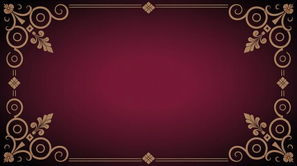 Elegant maroon background with ornate gold vintage corner borders and decorative accents