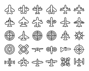 Dynamic airplane circling maneuver emblem design with bold geometric elements and contrasting colors isolated on transparent background