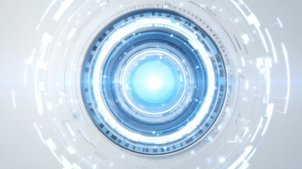 Futuristic abstract blue light circle energy digital data network science innovation connection system interface glow bright center core power