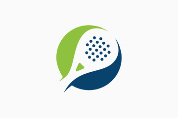 Padel logo template featuring a racket through a circle. It's great for clubs, courts, padel shops, apparel, etc.